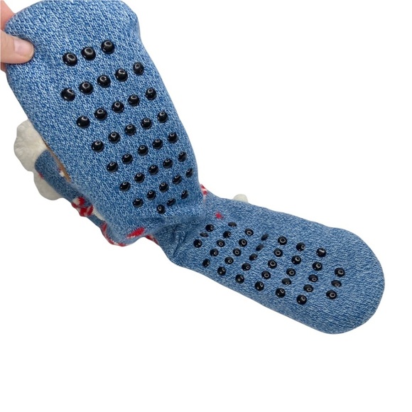 NWT Fuzzy Babba Christmas Dog Santa Claus Grippy Bottom Tall Slipper Socks - Picture 2 of 7